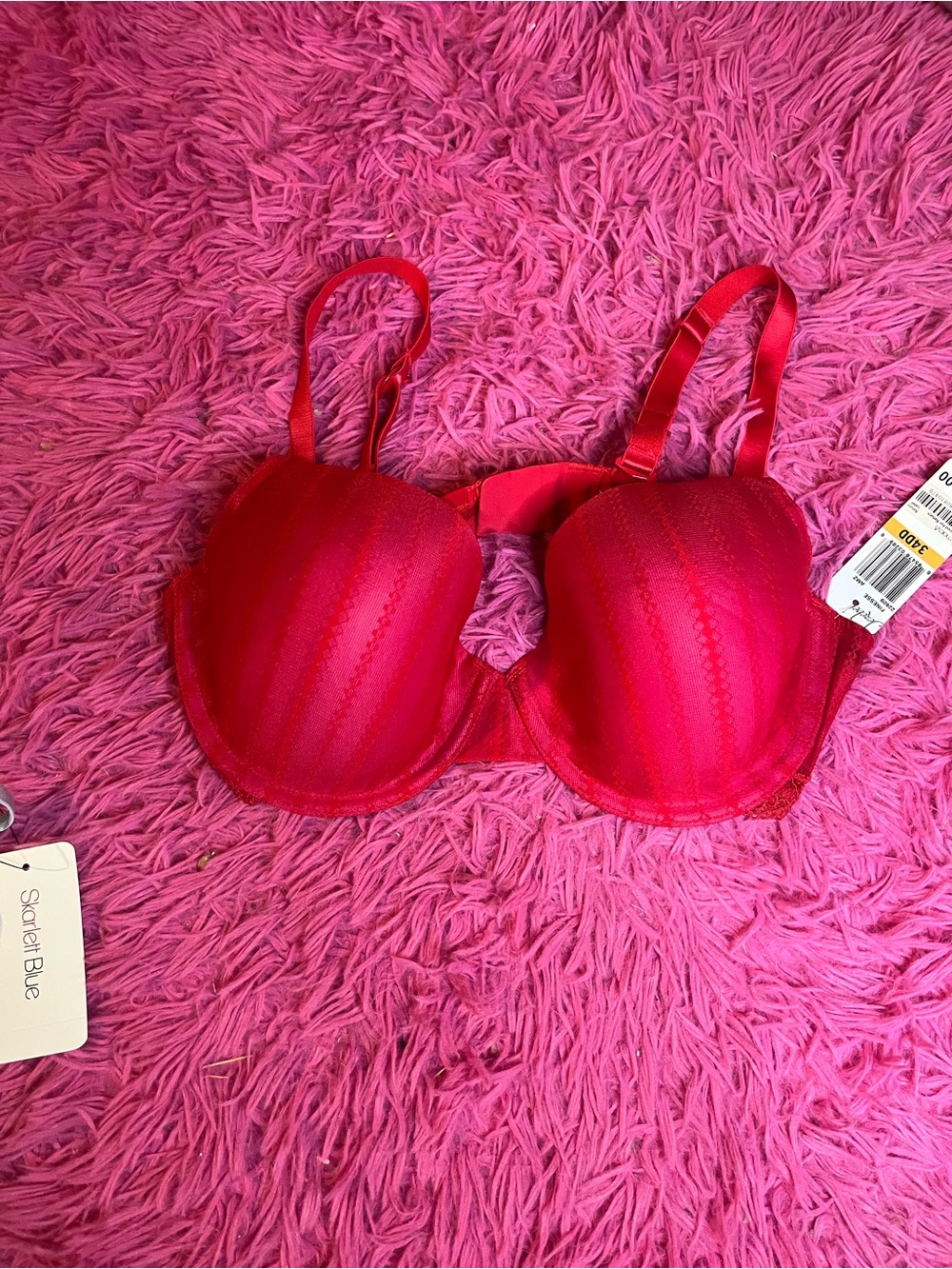 Finesse Red Push-Up Bra with Subtle Lace Accents